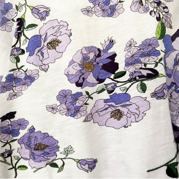 ANTHROPOLOGIE Floral V Neck ruched knit top size M - Picture 15 of 16